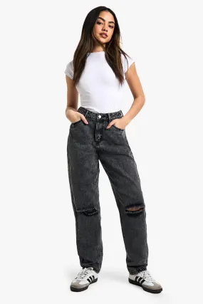 Basics Ripped Knee Straight Leg Jeans