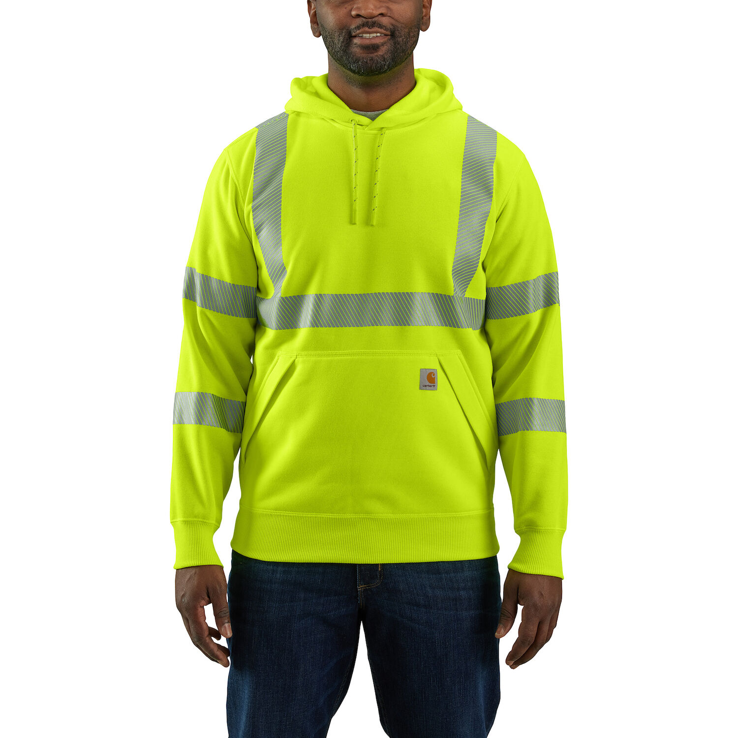 Carhartt Men's High-Visibility Rain Defender Loose Fit Midweight Class 3 Sweatshirt in Brite Lime