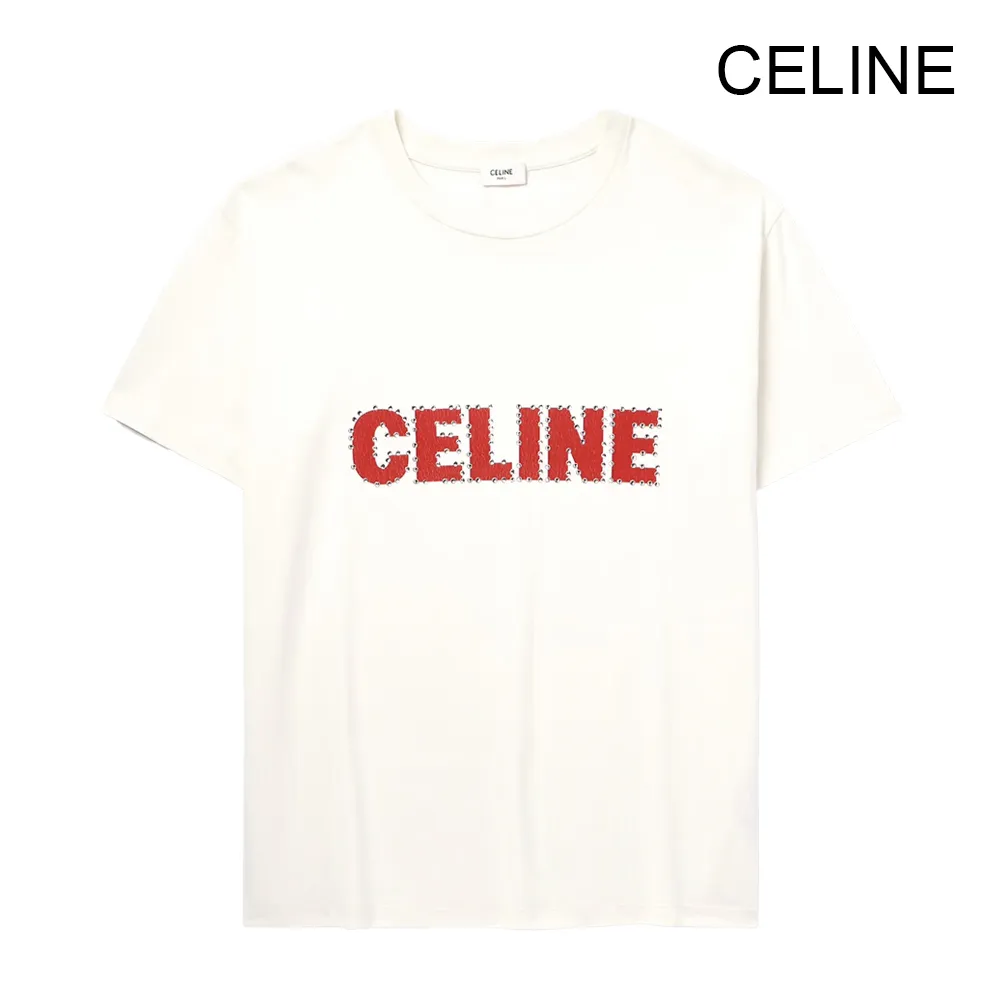 CELINE  |Crew Neck Pullovers Unisex Street Style Cotton Short Sleeves