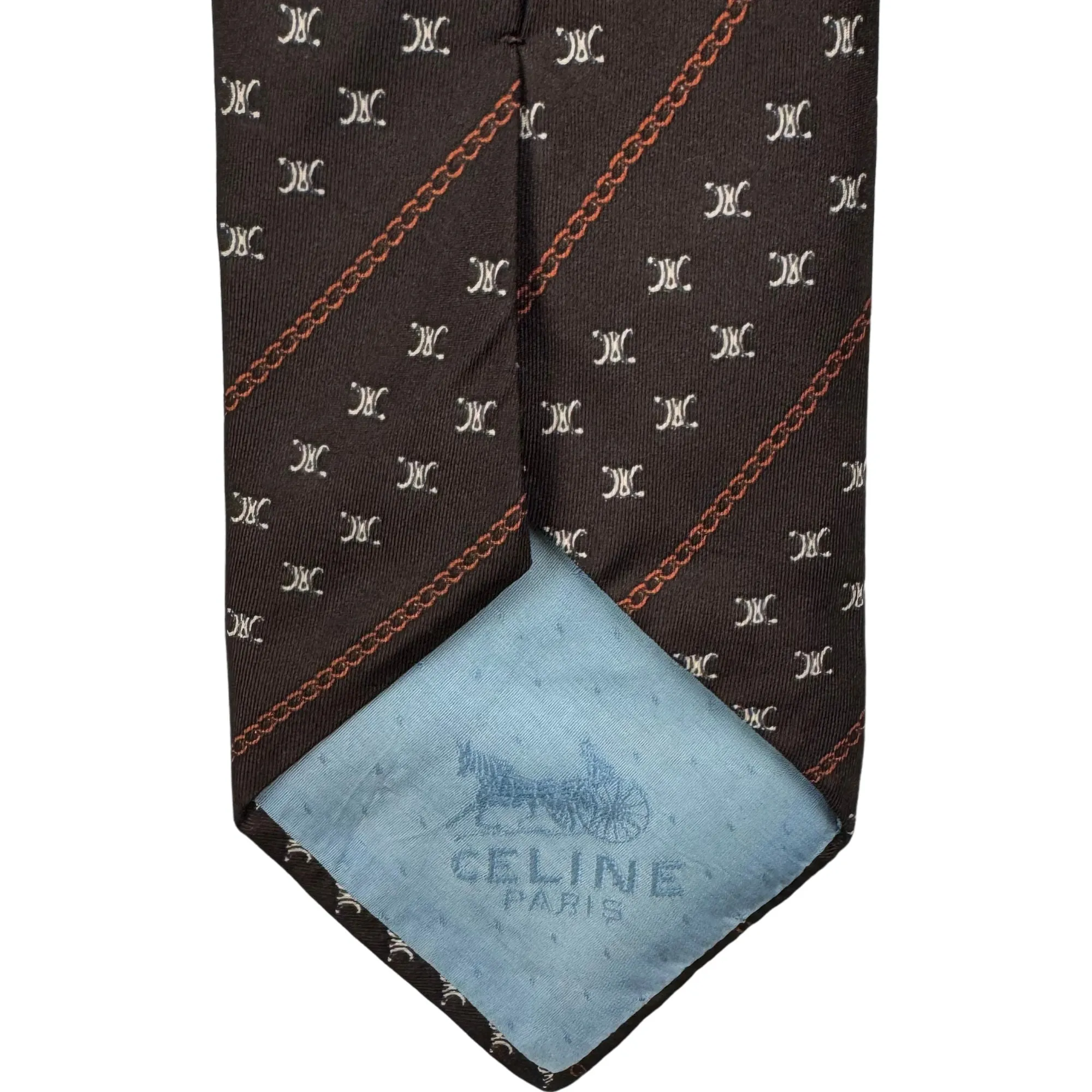 Celine Paris Patterned Silk Tie Brown