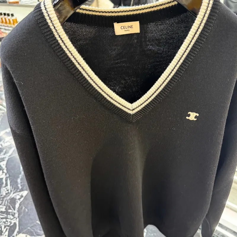 CELINE  |triomphe V-neck sweater in wool