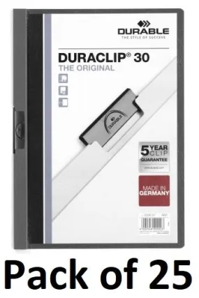 Durable Duraclip 30 Clip Folder - A4 - Anthracite Grey - Pack of 25 - [DL-220057]
