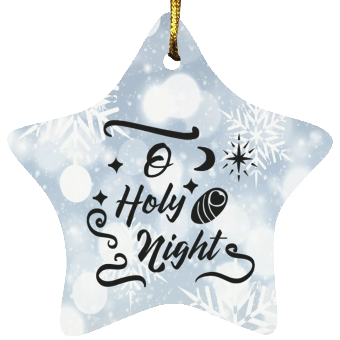 Durable MDF High-Gloss Christmas Ornament: O Holy Night (Design: Star-White Snowflake)