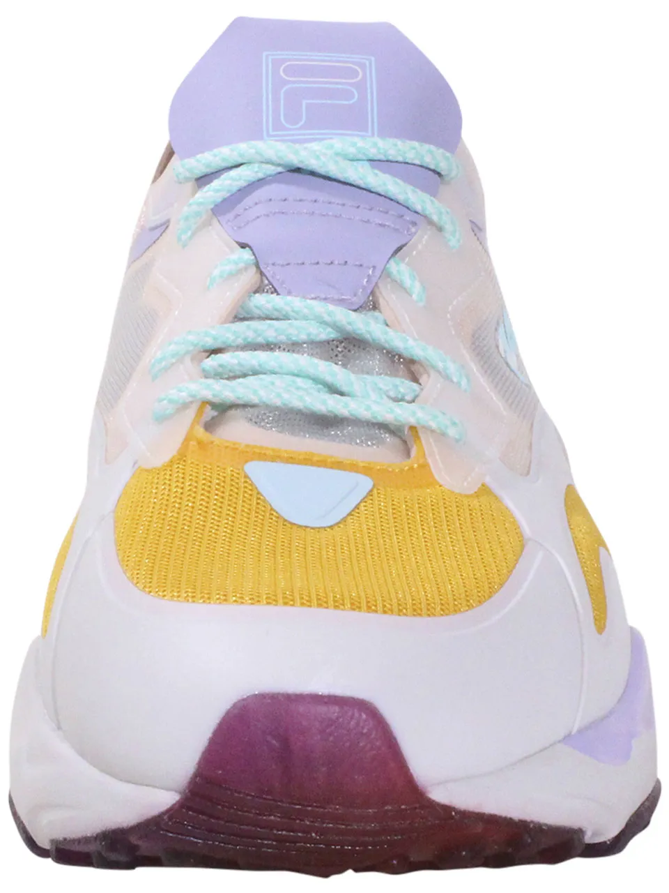 Fila Women's Ray Tracer Lite Sneakers Lily White/Banana/Purple Heather Sz: 8.5