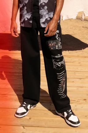 Fixed Waist Oversized Renaissance Print Cargo