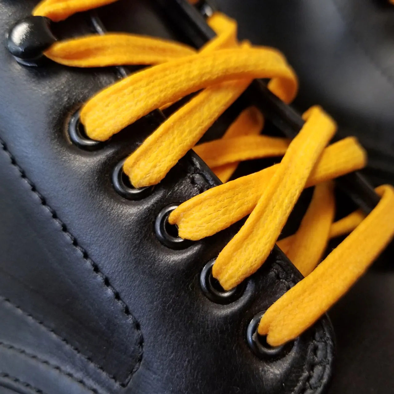 Flat Wide Waxed Boot Laces - 54" Mustard