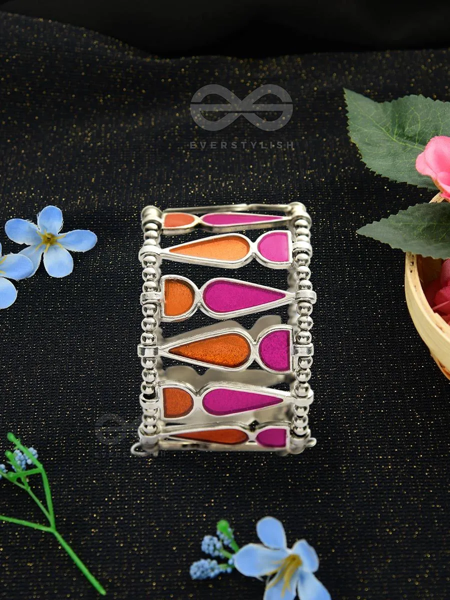 Kaliedoscope of Colours - Statement Enamelled Bracelet (Orange - Magenta)