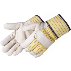 Liberty Safety 235 Leather Palm Glove - Cotton Palm Lining - Yellow Gunn Pattern - Quality Grain Pigskin - Large