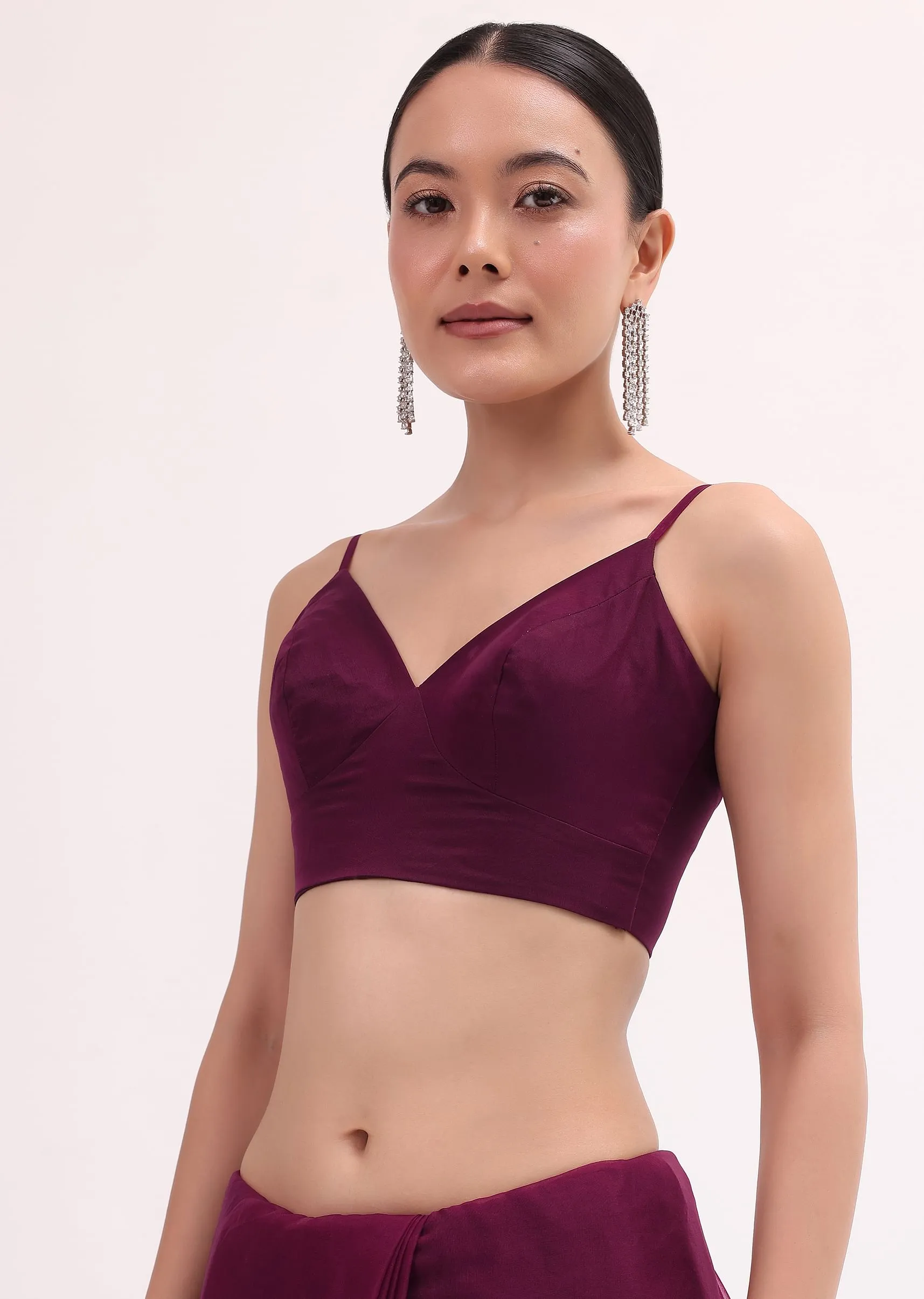 Magenta Organza Saree In Sequins With Unstitched Blouse