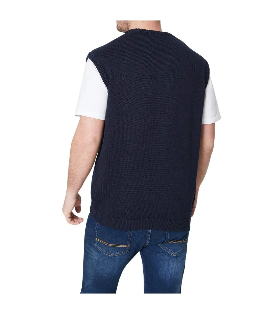 Mens premium knitted vest jumper navy Maine