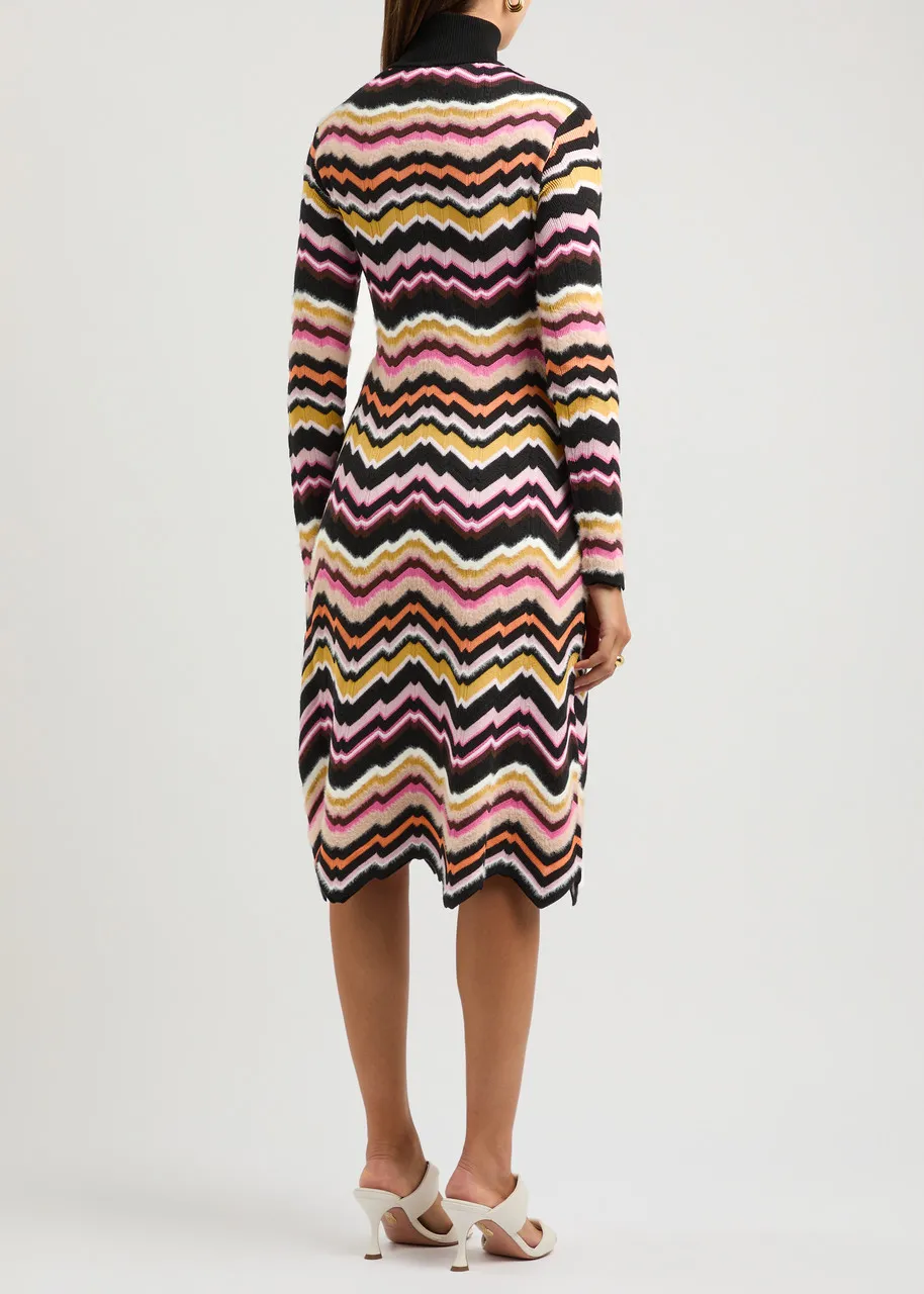 MISSONI Zigzag-intarsia knitted dress  -                         -                     -                