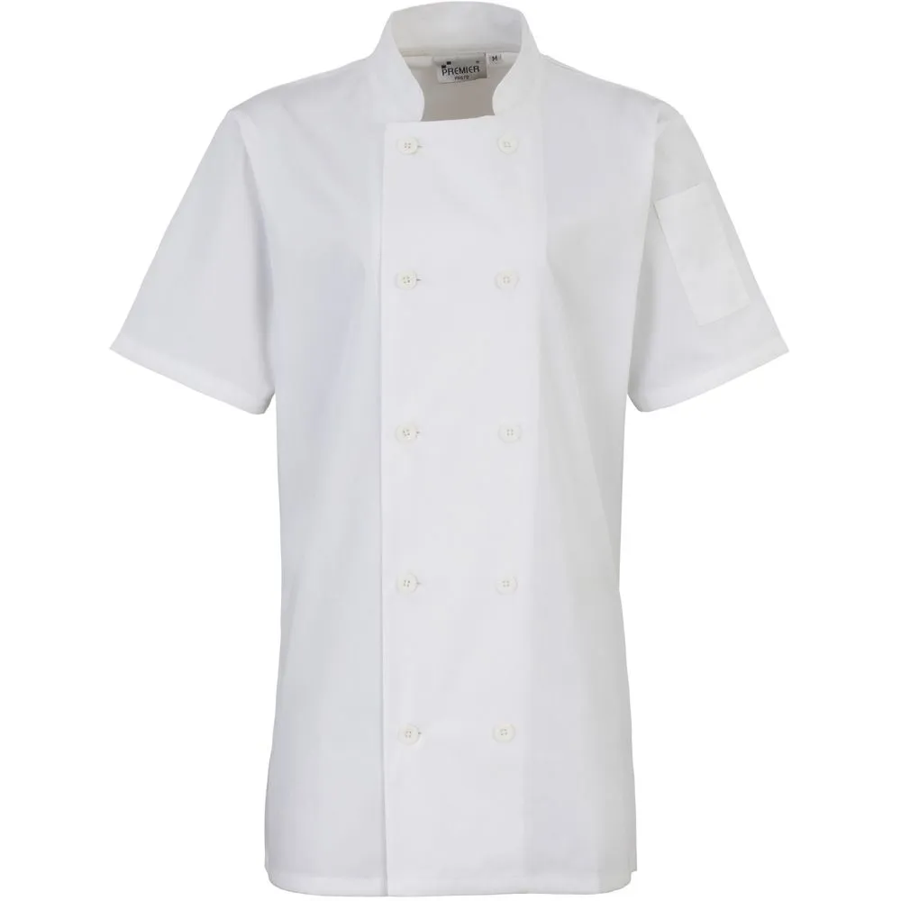 Premier Ladies Short Sleeve Chefs Jacket 