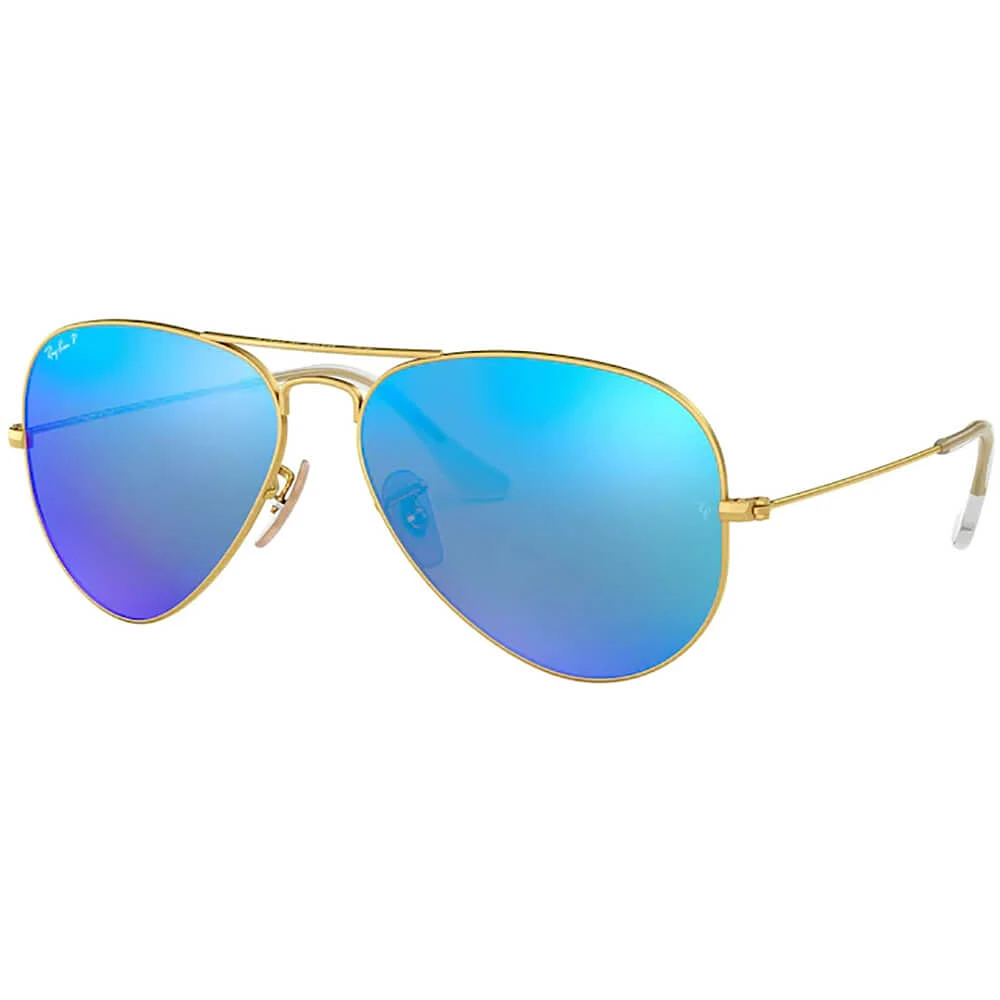 Ray-Ban Aviator Large Metal Matte Arista Blue Mirror Crystal Polarized | Electronic Express