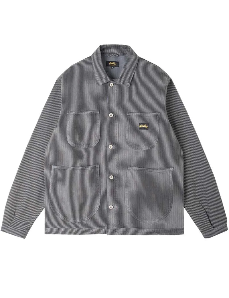 Stan Ray Unlined Coverall Jacket Black Overdye Hickory