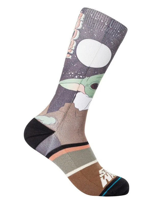 Stance Grogu By Jaz Crew Socks - Splatter Grey