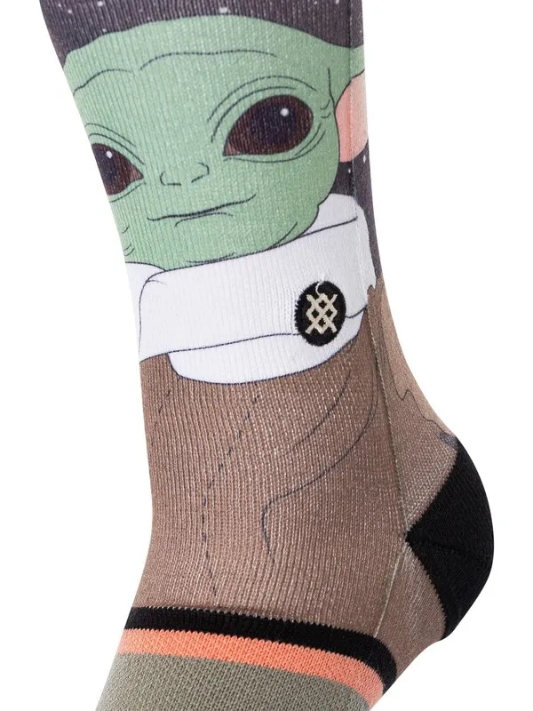 Stance Grogu By Jaz Crew Socks - Splatter Grey