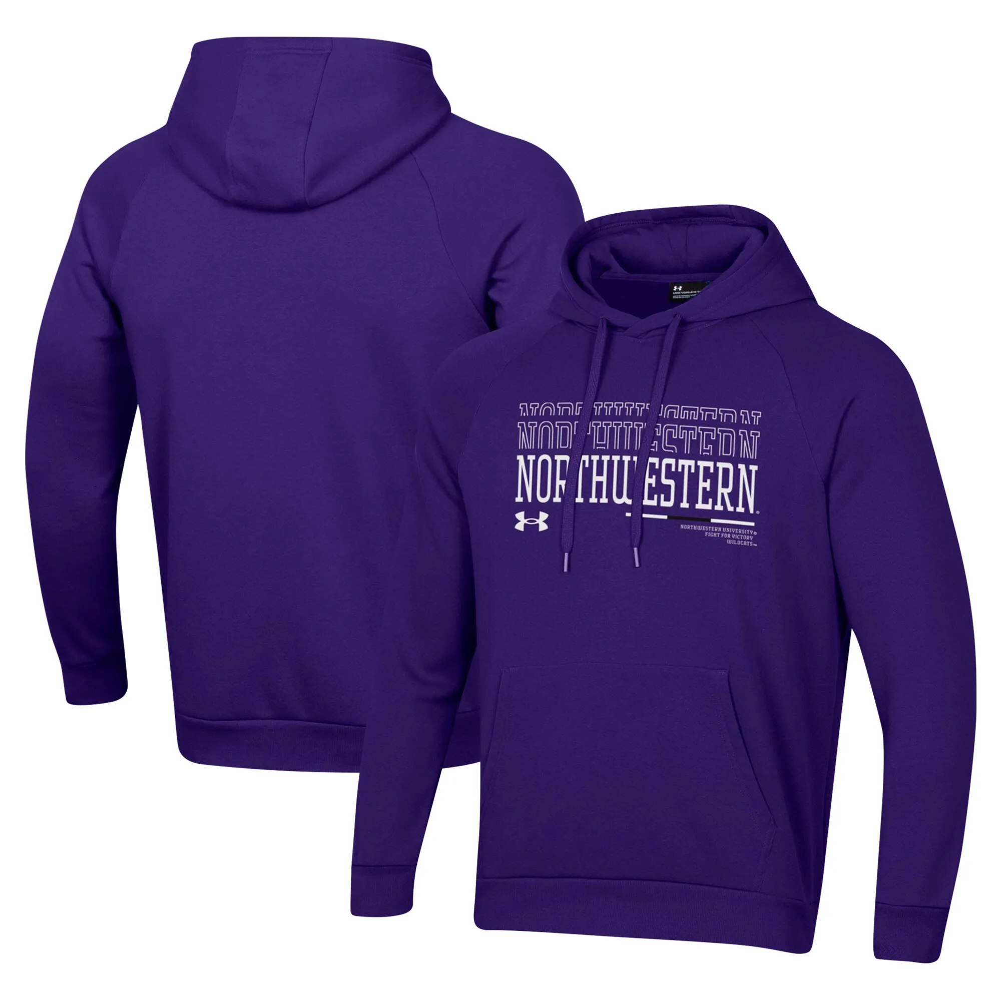 Under Armour Northwestern Wildcats Purple 2024 Sideline Wordmark Rival Pullover Hoodie