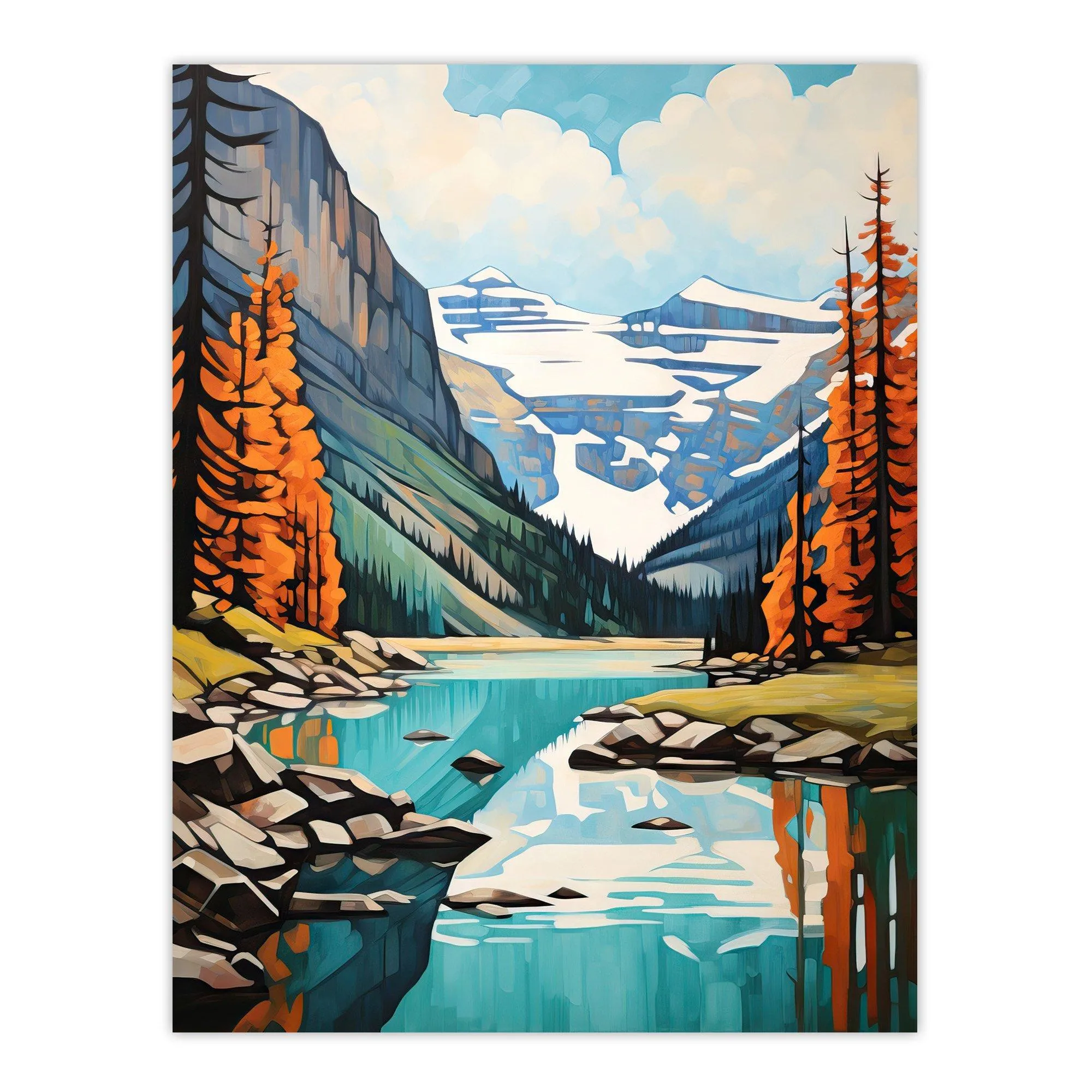 Wall Art & Pictures | Lake Louise Oil Painting Canada Banff National Park In Autumn Unframed Wall Art Print Poster Home Deco