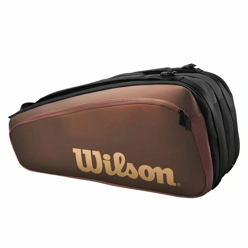 WILSON Super Tour Pro Staff V14 9R Tennis Kit Bag (Black/Brown)